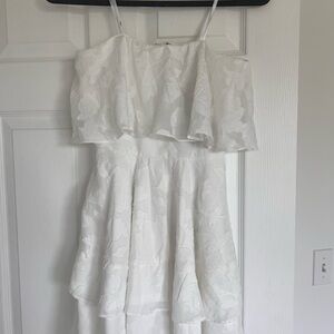 Lulu's White Textured Floral Dress